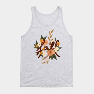 Fall Flowers and Typpography Tank Top